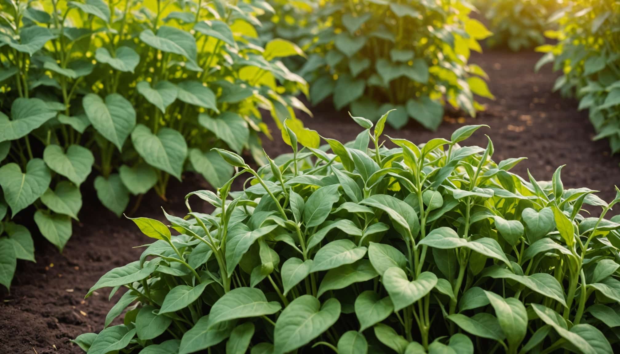 Haricots verts arrosés pour une croissance saine