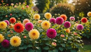 Dahlia coloré en pleine floraison dans un jardin