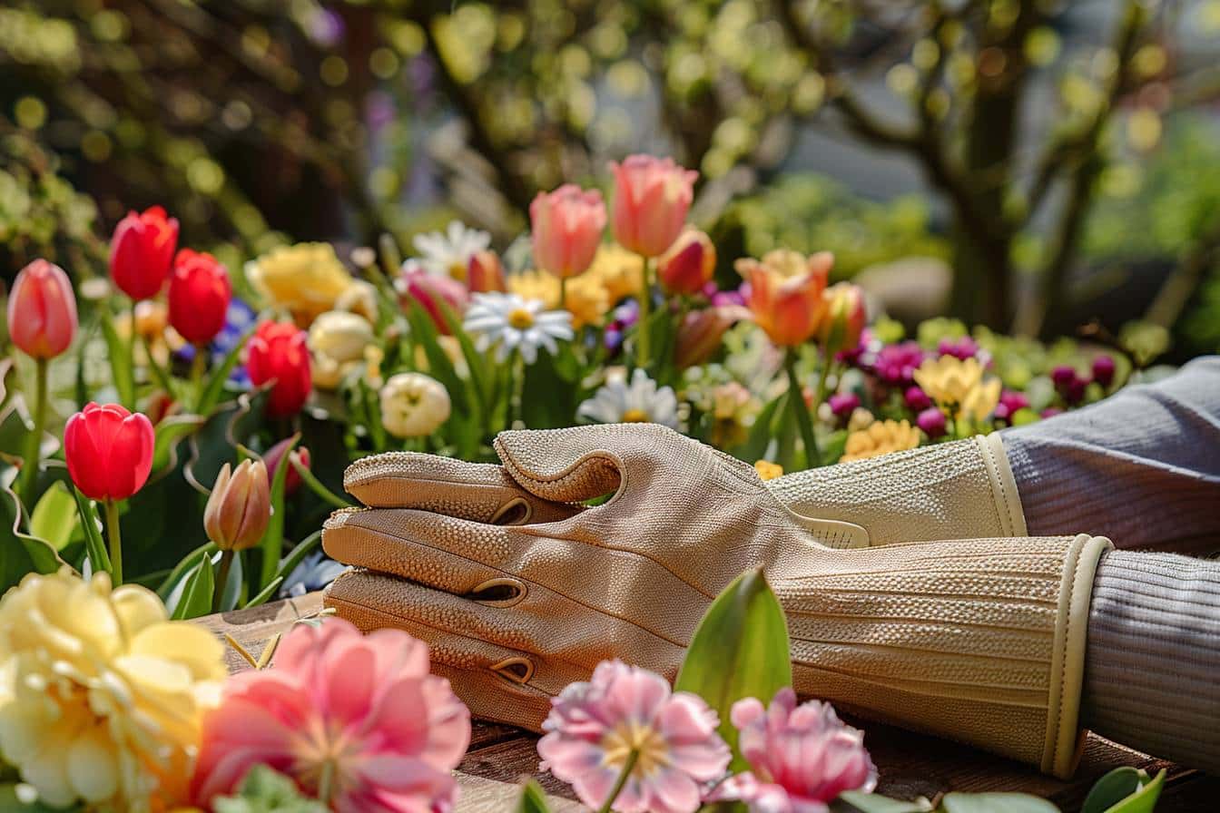 Gants de jardinage colorés pour protéger vos mains  
Accessoires essentiels pour le soin des plantes et fleurs